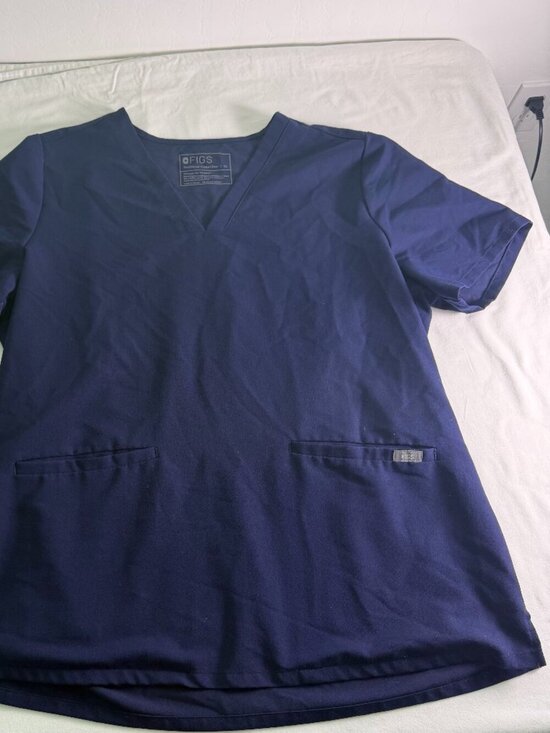 Figs Tops - FIGS Navy Blue Scrub Top XL Technical Collection Medical Uniform V Neck